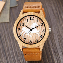 Cargar imagen en el visor de la galería, Creative Wood Watch Men Women Couple Quartz Imitate Bamboo Wooden Watch Minimalist Watches Soft Brown Leather Wrist Clock Reloj