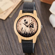 Cargar imagen en el visor de la galería, Creative Wood Watch Men Women Couple Quartz Imitate Bamboo Wooden Watch Minimalist Watches Soft Brown Leather Wrist Clock Reloj