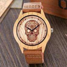 Cargar imagen en el visor de la galería, Creative Wood Watch Men Women Couple Quartz Imitate Bamboo Wooden Watch Minimalist Watches Soft Brown Leather Wrist Clock Reloj