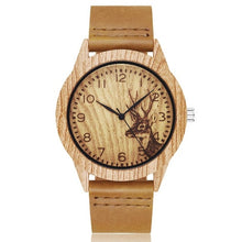 Cargar imagen en el visor de la galería, Creative Wood Watch Men Women Couple Quartz Imitate Bamboo Wooden Watch Minimalist Watches Soft Brown Leather Wrist Clock Reloj