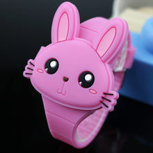 Cargar imagen en el visor de la galería, Lovely Rabbit Cartoon Children Watches Flip Cover Rubber Electronic Kids Watch for Boy Student Girls Clock Reloj Infantil Saati