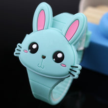 Cargar imagen en el visor de la galería, Lovely Rabbit Cartoon Children Watches Flip Cover Rubber Electronic Kids Watch for Boy Student Girls Clock Reloj Infantil Saati
