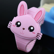 Cargar imagen en el visor de la galería, Lovely Rabbit Cartoon Children Watches Flip Cover Rubber Electronic Kids Watch for Boy Student Girls Clock Reloj Infantil Saati