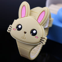 Cargar imagen en el visor de la galería, Lovely Rabbit Cartoon Children Watches Flip Cover Rubber Electronic Kids Watch for Boy Student Girls Clock Reloj Infantil Saati