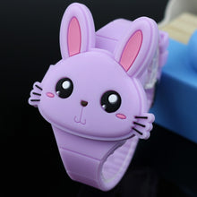 Cargar imagen en el visor de la galería, Lovely Rabbit Cartoon Children Watches Flip Cover Rubber Electronic Kids Watch for Boy Student Girls Clock Reloj Infantil Saati