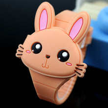 Cargar imagen en el visor de la galería, Lovely Rabbit Cartoon Children Watches Flip Cover Rubber Electronic Kids Watch for Boy Student Girls Clock Reloj Infantil Saati