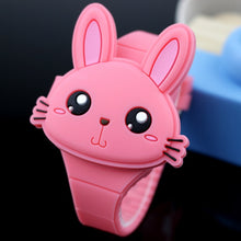 Cargar imagen en el visor de la galería, Lovely Rabbit Cartoon Children Watches Flip Cover Rubber Electronic Kids Watch for Boy Student Girls Clock Reloj Infantil Saati