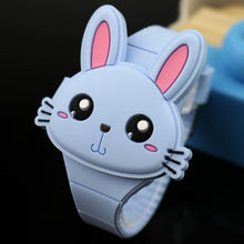 Cargar imagen en el visor de la galería, Lovely Rabbit Cartoon Children Watches Flip Cover Rubber Electronic Kids Watch for Boy Student Girls Clock Reloj Infantil Saati