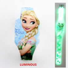 Cargar imagen en el visor de la galería, NEW Luminous Princess Elsa Children Watches Kids Spiderman Avengers Cartoon Pattern LED Girls Watch Reloj Infantil Wristwatches