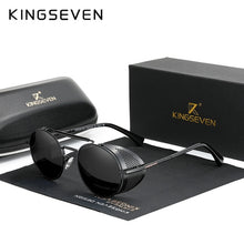 Cargar imagen en el visor de la galería, Genuine KINGSEVEN Retro Round Steampunk Sunglasses Men Retro Women Sun Glasses Shades Vintage Travel Eyewear Gafas De Sol 7550