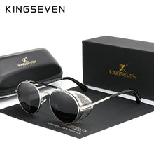 Cargar imagen en el visor de la galería, Genuine KINGSEVEN Retro Round Steampunk Sunglasses Men Retro Women Sun Glasses Shades Vintage Travel Eyewear Gafas De Sol 7550
