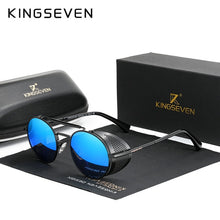 Cargar imagen en el visor de la galería, Genuine KINGSEVEN Retro Round Steampunk Sunglasses Men Retro Women Sun Glasses Shades Vintage Travel Eyewear Gafas De Sol 7550