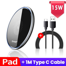 Cargar imagen en el visor de la galería, Essager 15W Qi Wireless Charger For iPhone 11 Pro Xs Max X Xr 8 Induction Fast Wireless Charging Pad For Samsung S20 Xiaomi mi 9