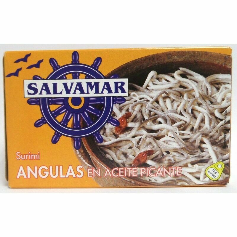 ANGULAS EN ACEITE PICANTE. SALVAMAR 10 LATAS