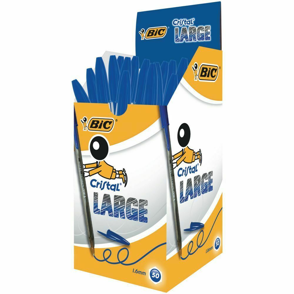 BiC Cristal Large Bolígrafo de punta de bola, punta ancha de 1,6 mm, 3 UNIDADES