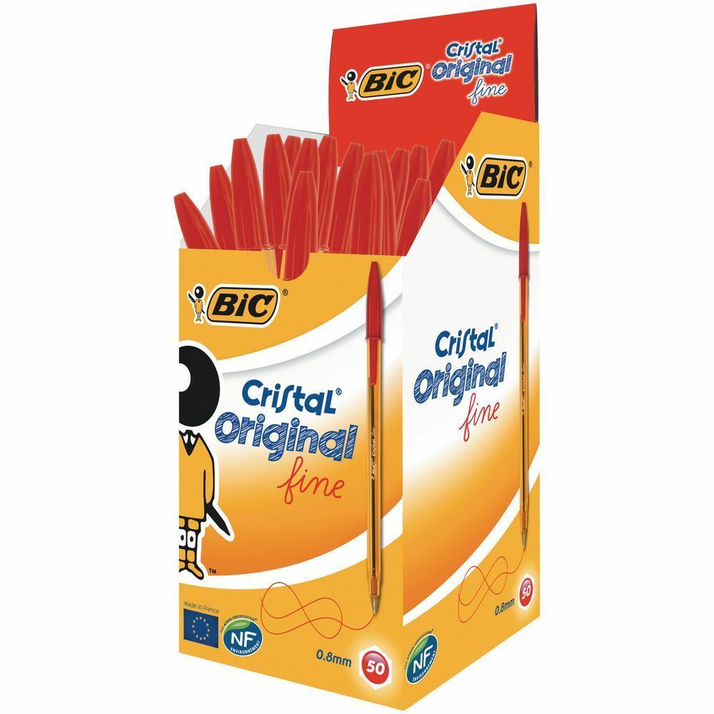 BiC Cristal Original Fine Bolígrafo de punta de bola, punta fina 3 UNIDADES