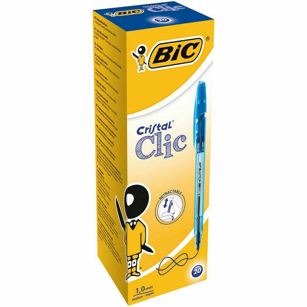 BiC Cristal Clic Bolígrafo retráctil de punta de bola