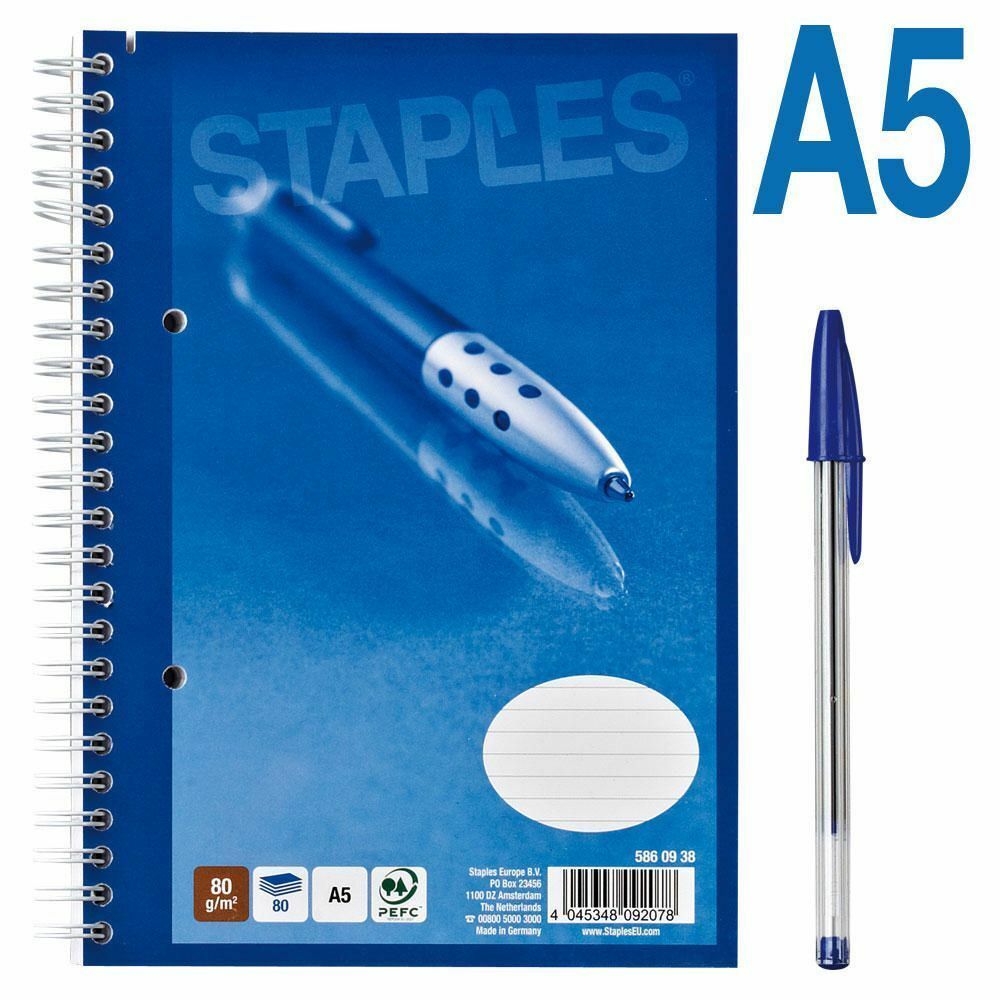 Cuaderno, A5, rayado, 80 hojas, cubierta blanda cartulina, azul