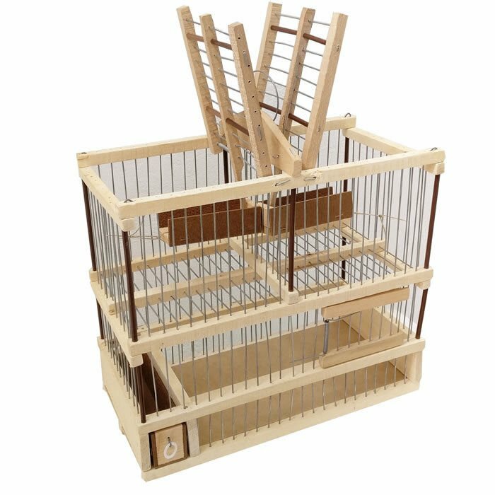 Jaula de madera artesanal para la captura de aves en aviarios