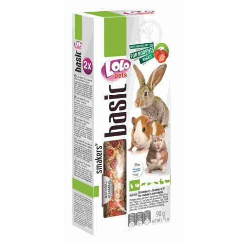 Lolo Pets Smakers 2 barritas para conejos y roedores 90 G con fresas y bayas