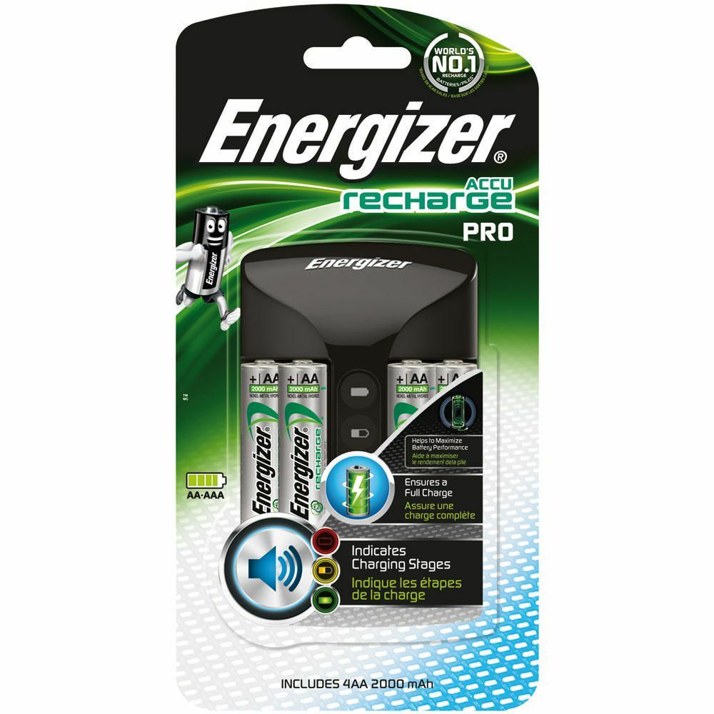 Energizer Cargador Pro cargador para pilas AA y AAA + 4 pilas AA 2000 mAh