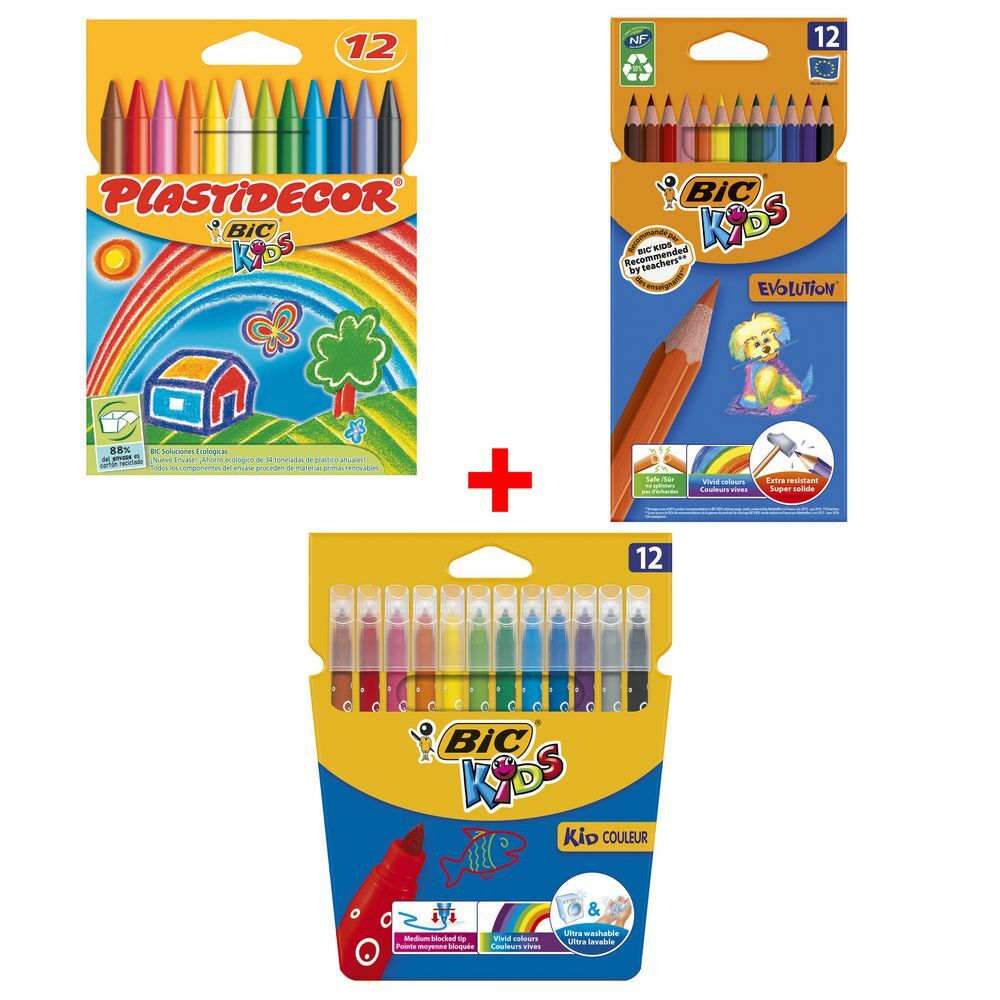 BiC Kids Pack Dibujar y Pintar: ceras, lápices y rotuladores de colores
