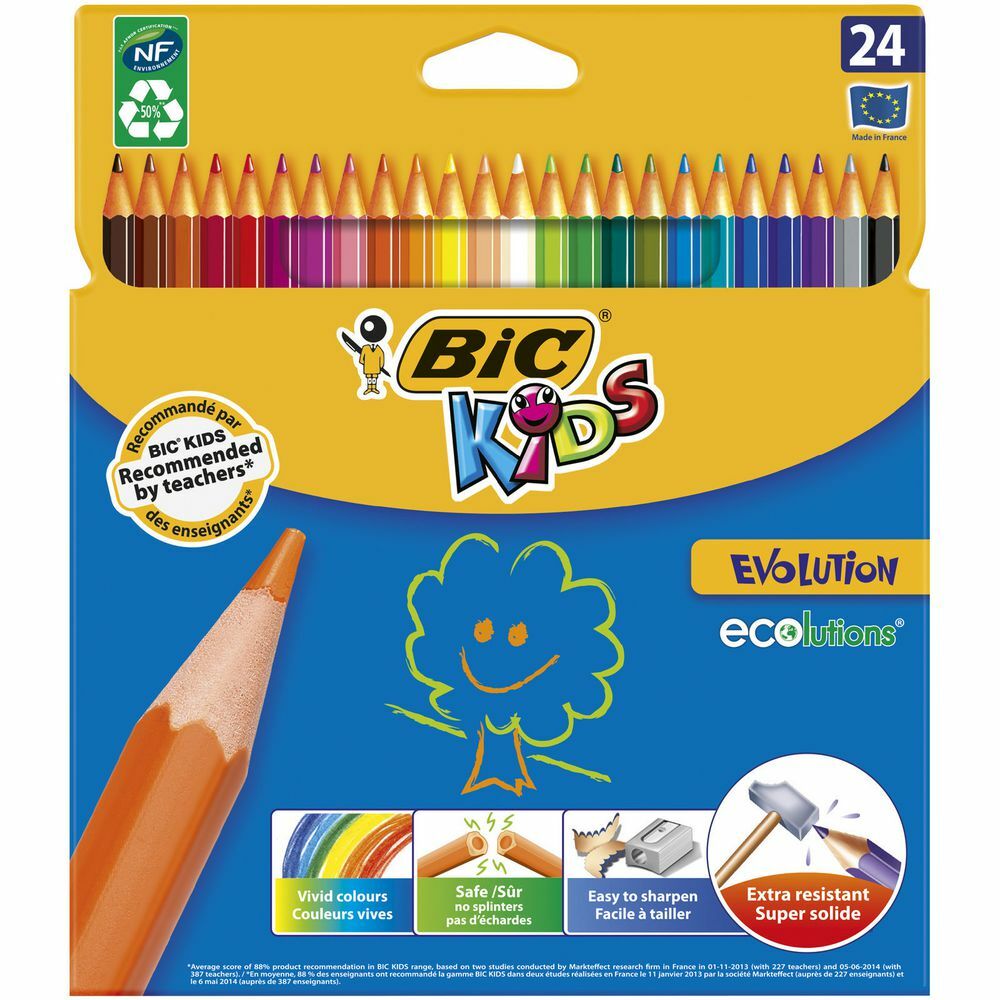 BiC Kids Ecolutions® Evolution™ Lápices de colores, Cuerpo hexagonal, Colores de minas variados