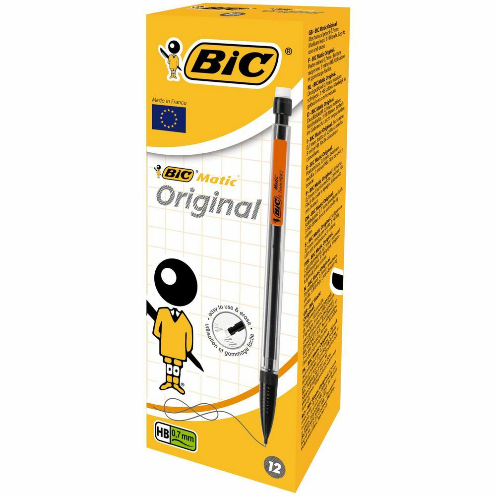 BiC Matic Classic Portaminas, mina de 0,7 mm, HB, cuerpo translúcido