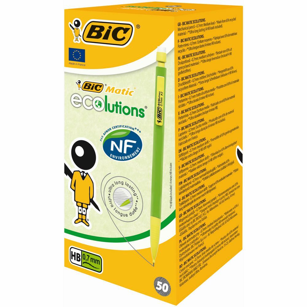 BiC Matic ECOlutions Portaminas, mina de 0,7 mm, HB, cuerpo verde