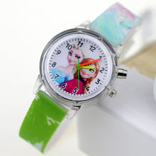 Cargar imagen en el visor de la galería, Princess Elsa Children Watches Spiderman Colorful Light Source Boys Watch Girls Kids Party Gift Clock Wrist Relogio Feminino
