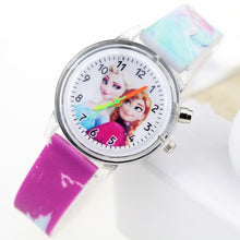 Cargar imagen en el visor de la galería, Princess Elsa Children Watches Spiderman Colorful Light Source Boys Watch Girls Kids Party Gift Clock Wrist Relogio Feminino
