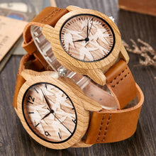 Cargar imagen en el visor de la galería, Creative Wood Watch Men Women Couple Quartz Imitate Bamboo Wooden Watch Minimalist Watches Soft Brown Leather Wrist Clock Reloj
