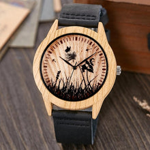 Cargar imagen en el visor de la galería, Creative Wood Watch Men Women Couple Quartz Imitate Bamboo Wooden Watch Minimalist Watches Soft Brown Leather Wrist Clock Reloj
