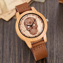 Cargar imagen en el visor de la galería, Creative Wood Watch Men Women Couple Quartz Imitate Bamboo Wooden Watch Minimalist Watches Soft Brown Leather Wrist Clock Reloj
