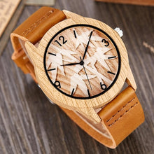 Cargar imagen en el visor de la galería, Creative Wood Watch Men Women Couple Quartz Imitate Bamboo Wooden Watch Minimalist Watches Soft Brown Leather Wrist Clock Reloj
