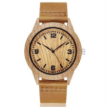 Cargar imagen en el visor de la galería, Creative Wood Watch Men Women Couple Quartz Imitate Bamboo Wooden Watch Minimalist Watches Soft Brown Leather Wrist Clock Reloj
