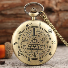 Cargar imagen en el visor de la galería, Eye of Providence Weird Town Triangle Devil Quartz Pocket Watch Gravity Bill Cipher Fall Time Gem Necklace Pendant Clock Gifts
