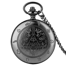 Cargar imagen en el visor de la galería, Eye of Providence Weird Town Triangle Devil Quartz Pocket Watch Gravity Bill Cipher Fall Time Gem Necklace Pendant Clock Gifts

