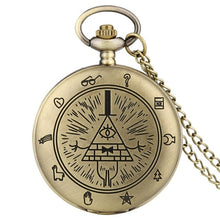 Cargar imagen en el visor de la galería, Eye of Providence Weird Town Triangle Devil Quartz Pocket Watch Gravity Bill Cipher Fall Time Gem Necklace Pendant Clock Gifts

