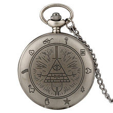 Cargar imagen en el visor de la galería, Eye of Providence Weird Town Triangle Devil Quartz Pocket Watch Gravity Bill Cipher Fall Time Gem Necklace Pendant Clock Gifts

