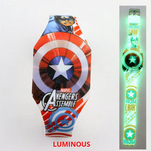 Cargar imagen en el visor de la galería, NEW Luminous Princess Elsa Children Watches Kids Spiderman Avengers Cartoon Pattern LED Girls Watch Reloj Infantil Wristwatches
