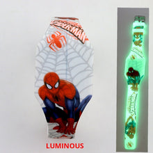 Cargar imagen en el visor de la galería, NEW Luminous Princess Elsa Children Watches Kids Spiderman Avengers Cartoon Pattern LED Girls Watch Reloj Infantil Wristwatches
