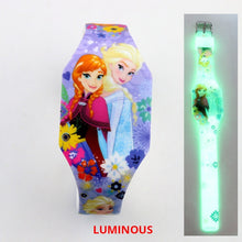 Cargar imagen en el visor de la galería, NEW Luminous Princess Elsa Children Watches Kids Spiderman Avengers Cartoon Pattern LED Girls Watch Reloj Infantil Wristwatches
