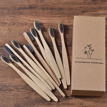 Cargar imagen en el visor de la galería, New design mixed color bamboo toothbrush Eco Friendly wooden Tooth Brush Soft bristle Tip Charcoal adults oral care toothbrush
