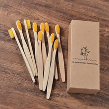 Cargar imagen en el visor de la galería, New design mixed color bamboo toothbrush Eco Friendly wooden Tooth Brush Soft bristle Tip Charcoal adults oral care toothbrush
