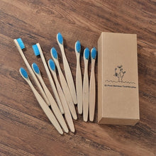 Cargar imagen en el visor de la galería, New design mixed color bamboo toothbrush Eco Friendly wooden Tooth Brush Soft bristle Tip Charcoal adults oral care toothbrush
