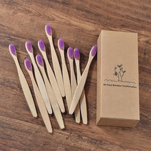Cargar imagen en el visor de la galería, New design mixed color bamboo toothbrush Eco Friendly wooden Tooth Brush Soft bristle Tip Charcoal adults oral care toothbrush
