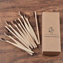 Cargar imagen en el visor de la galería, New design mixed color bamboo toothbrush Eco Friendly wooden Tooth Brush Soft bristle Tip Charcoal adults oral care toothbrush
