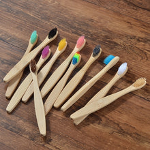 Cargar imagen en el visor de la galería, New design mixed color bamboo toothbrush Eco Friendly wooden Tooth Brush Soft bristle Tip Charcoal adults oral care toothbrush
