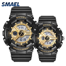 Cargar imagen en el visor de la galería, Couple Watches Sports Watch Waterproof 50M Clock Luminous reloj Auto Date Wristwatches Black Gold Watch Women And Men Watches
